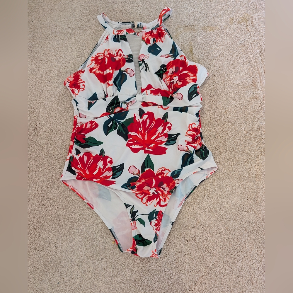 Floral Halter Women Swim One Piece